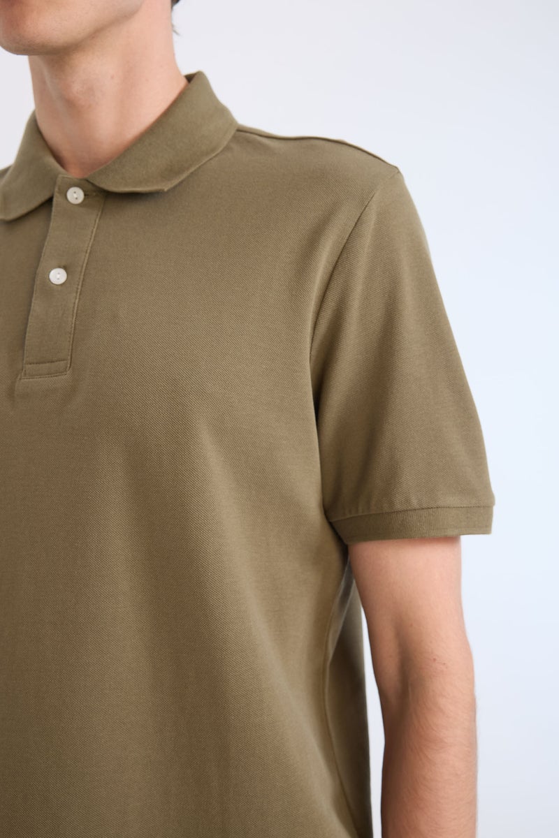 DeFacto Green Man Regular Fit Polo Collar Pique Short Sleeve Polo T-Shirt Casual - Image 5